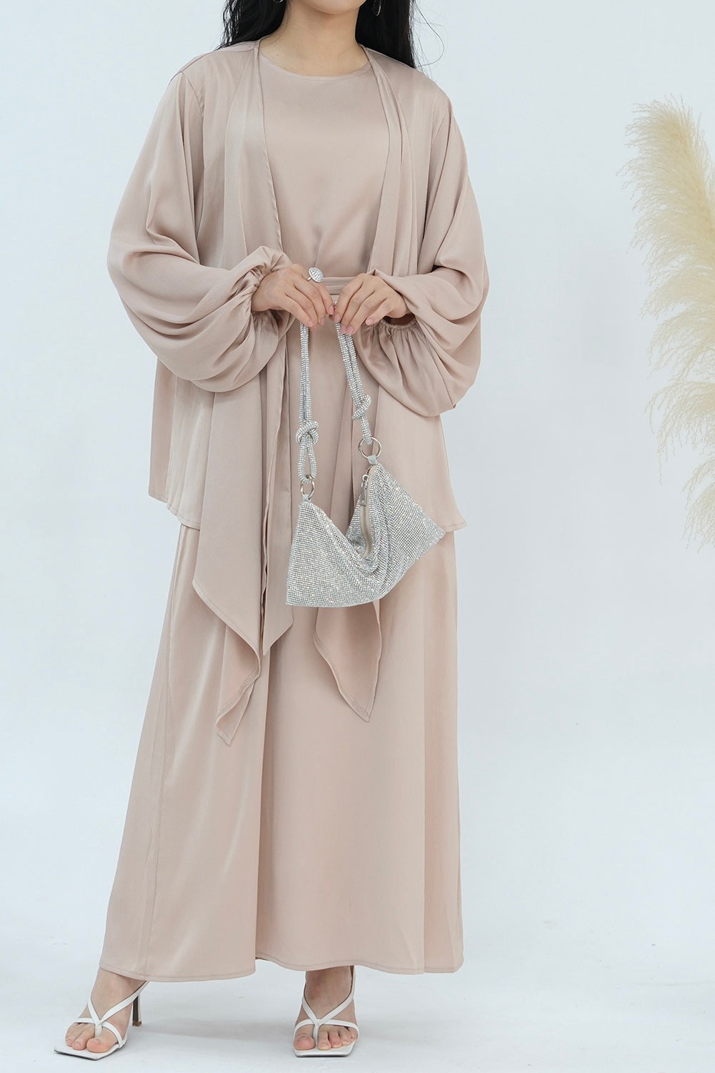 Ablah Two-Piece Modest Abaya Set 815- Khaki