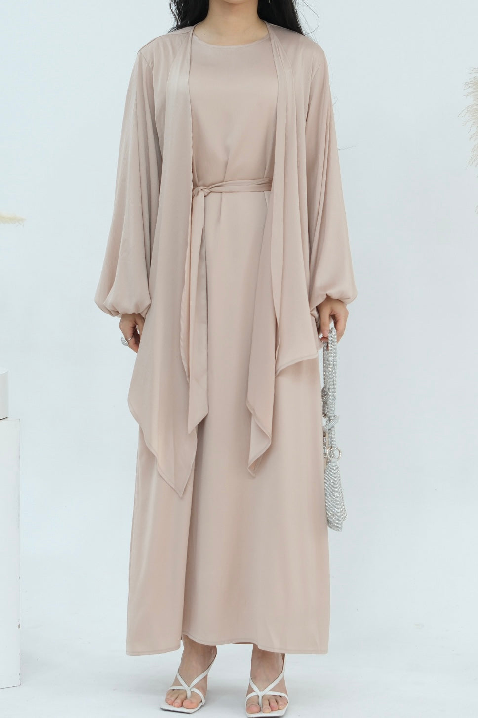 Ablah Two-Piece Modest Abaya Set 815- Khaki