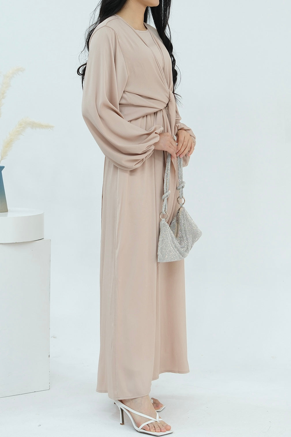 Ablah Two-Piece Modest Abaya Set 815- Khaki