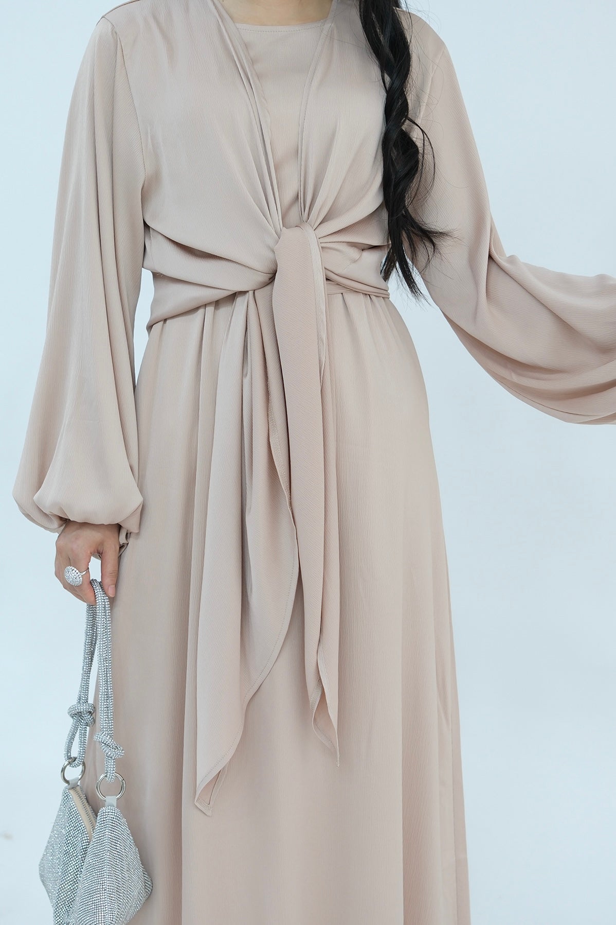 Ablah Two-Piece Modest Abaya Set 815- Khaki