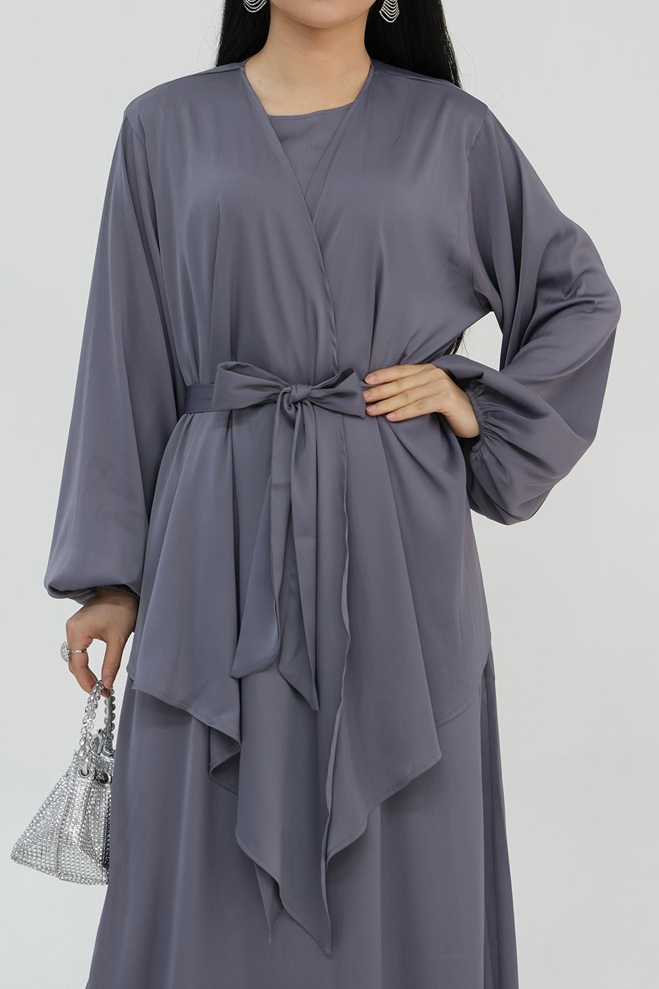 Ablah Two-Piece Modest Abaya Set 815- Violet