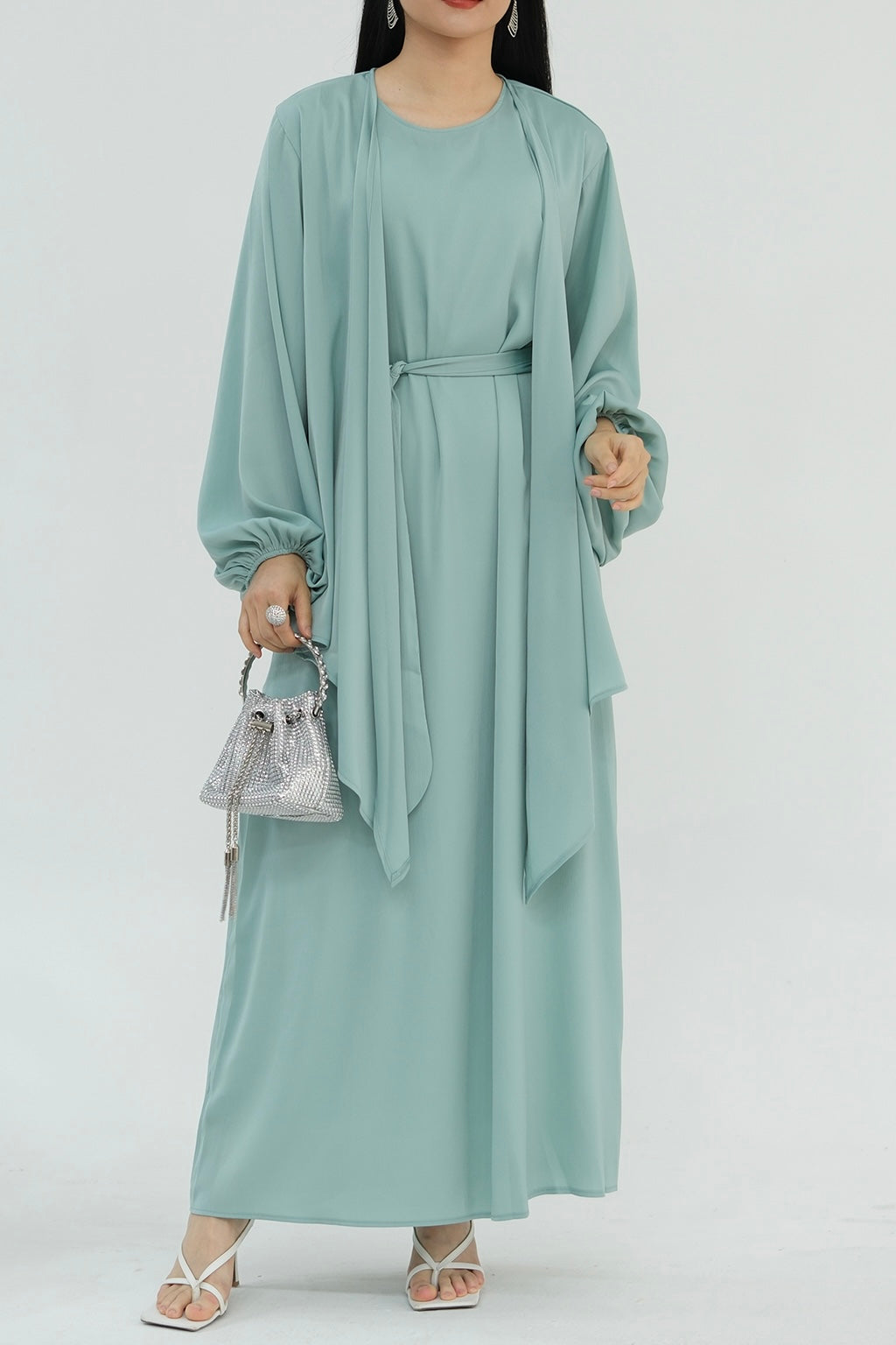 Ablah Two-Piece Modest Abaya Set 815- Mint Green