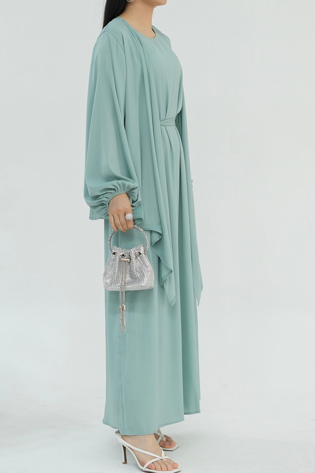 Ablah Two-Piece Modest Abaya Set 815- Mint Green