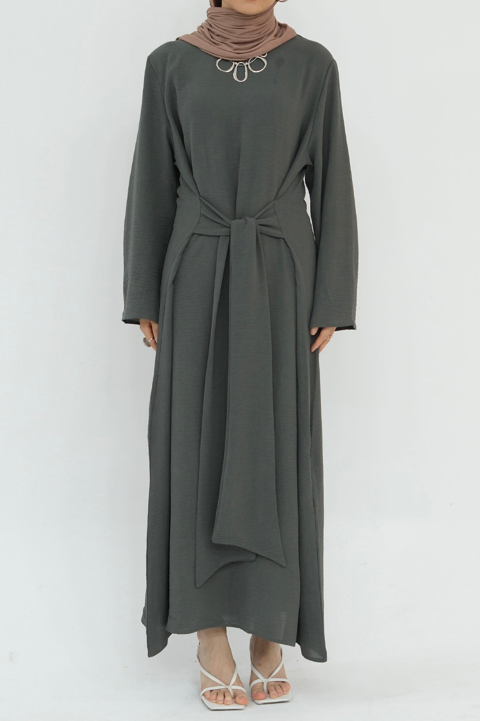 Hanadi Wrap Maxi Dress Abaya 822-Gray