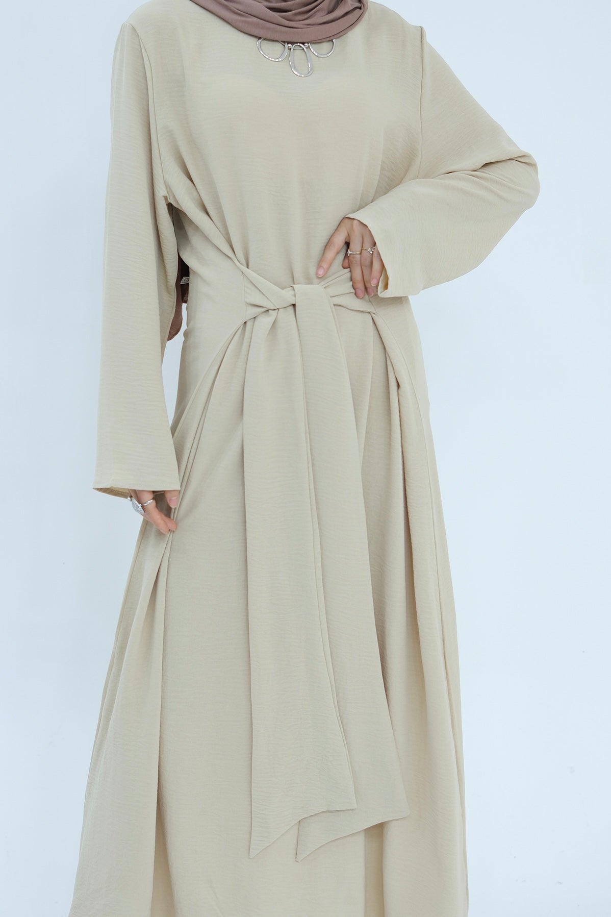 Hanadi Wrap Maxi Dress Abaya 822 - Beige