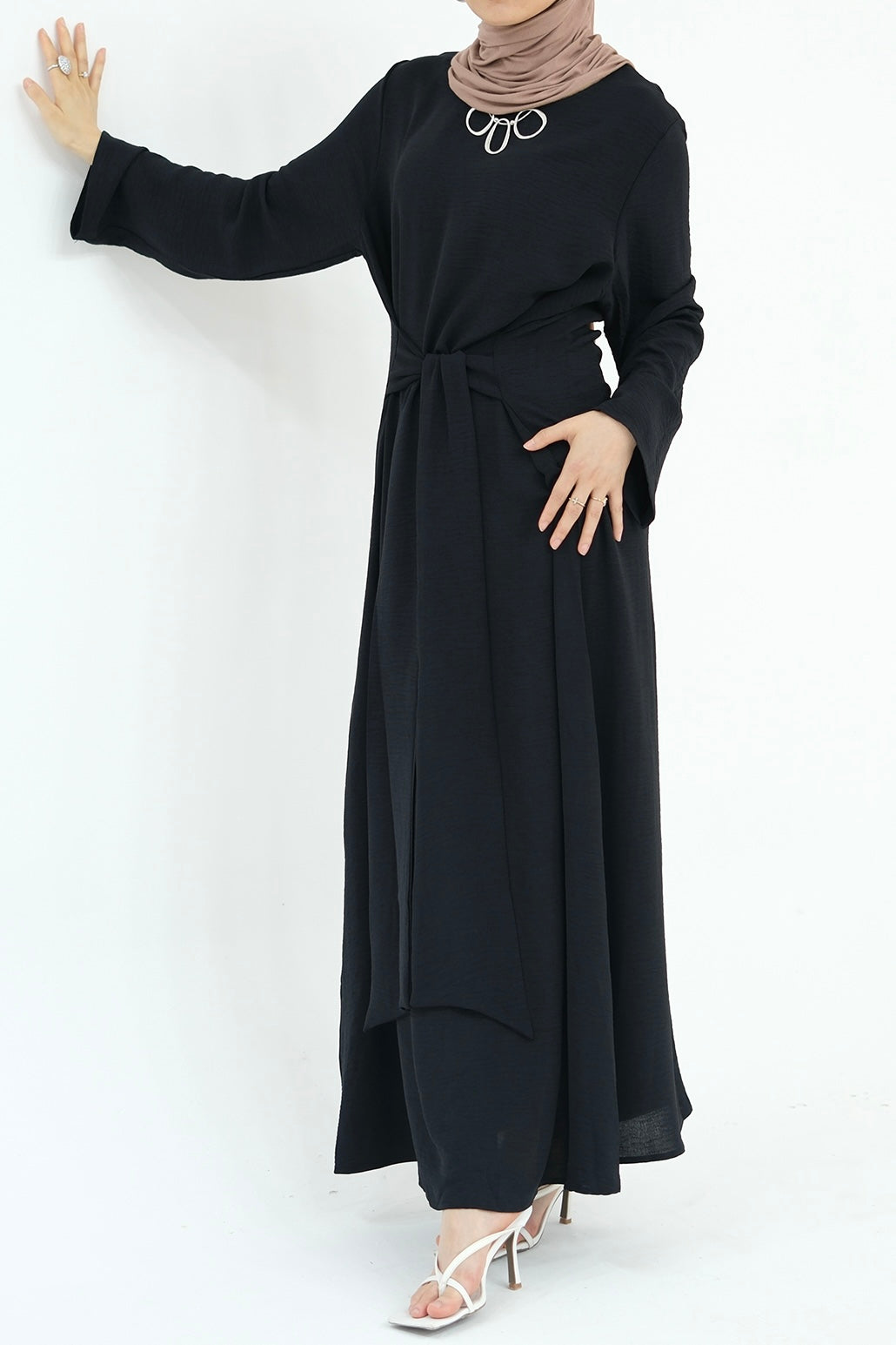 Hanadi Wrap Maxi Dress Abaya 822-Black