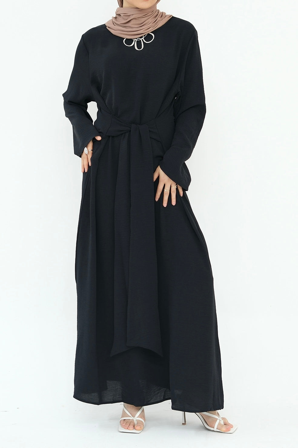 Hanadi Wrap Maxi Dress Abaya 822-Black