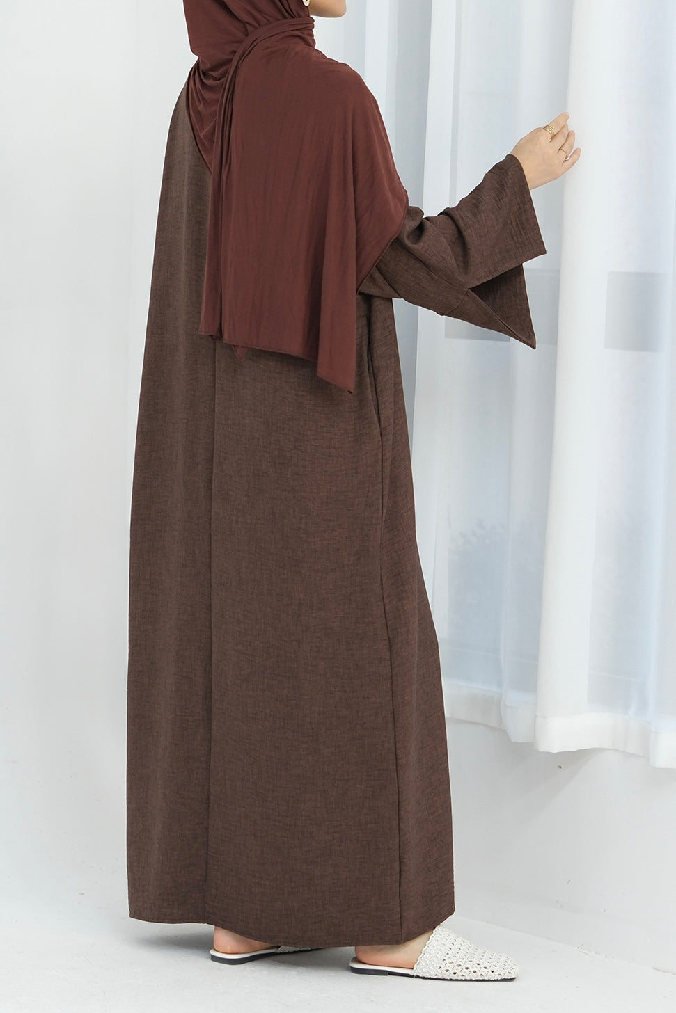 Najwa 2PCS Modest Abaya Set with belt 823 - Coffee