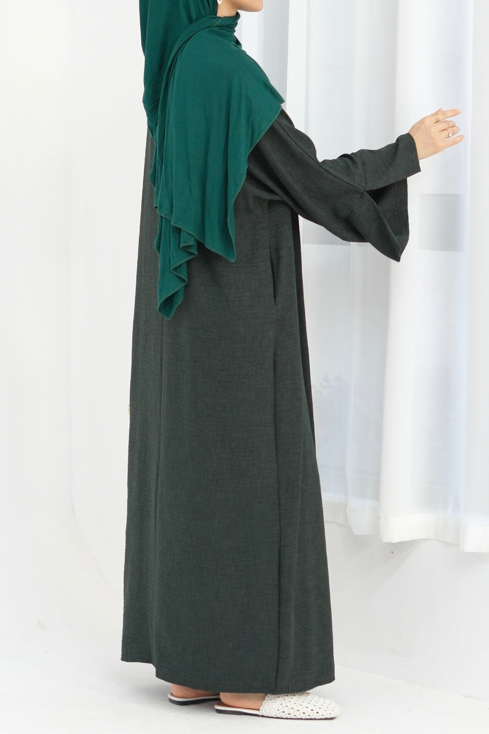 Najwa 2PCS Modest Abaya Set with belt 823 - Army Green