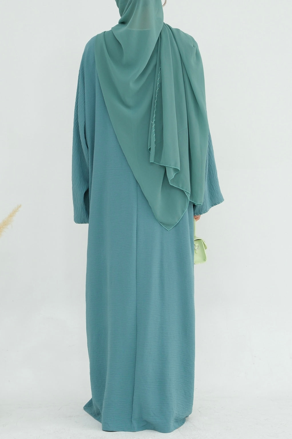 Farah Embroidered Modest Open Abaya 825 - Green