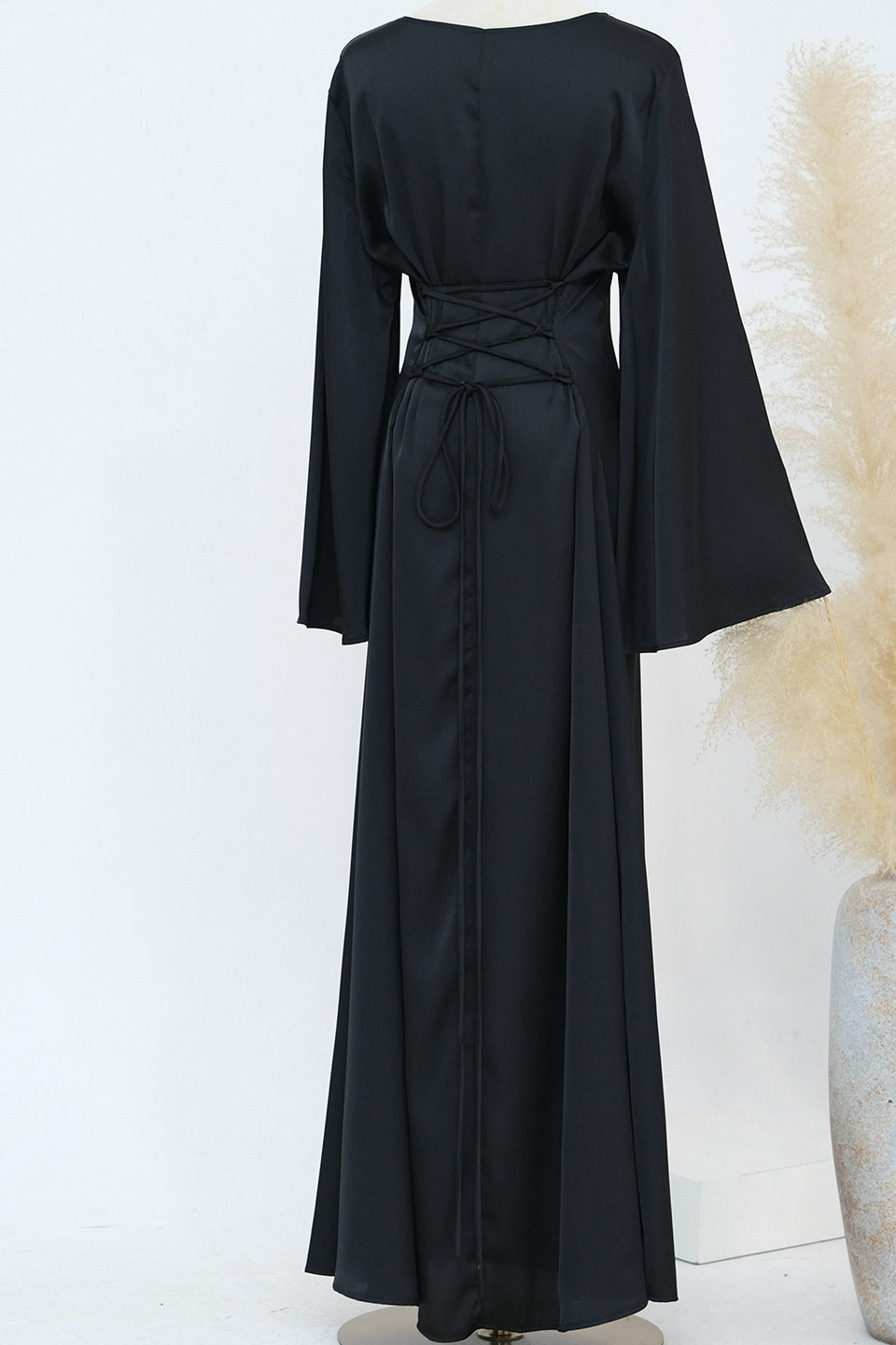 Noura Two-Piece Waist Tie Cape Elegant Abaya Set 860+920 - Dark