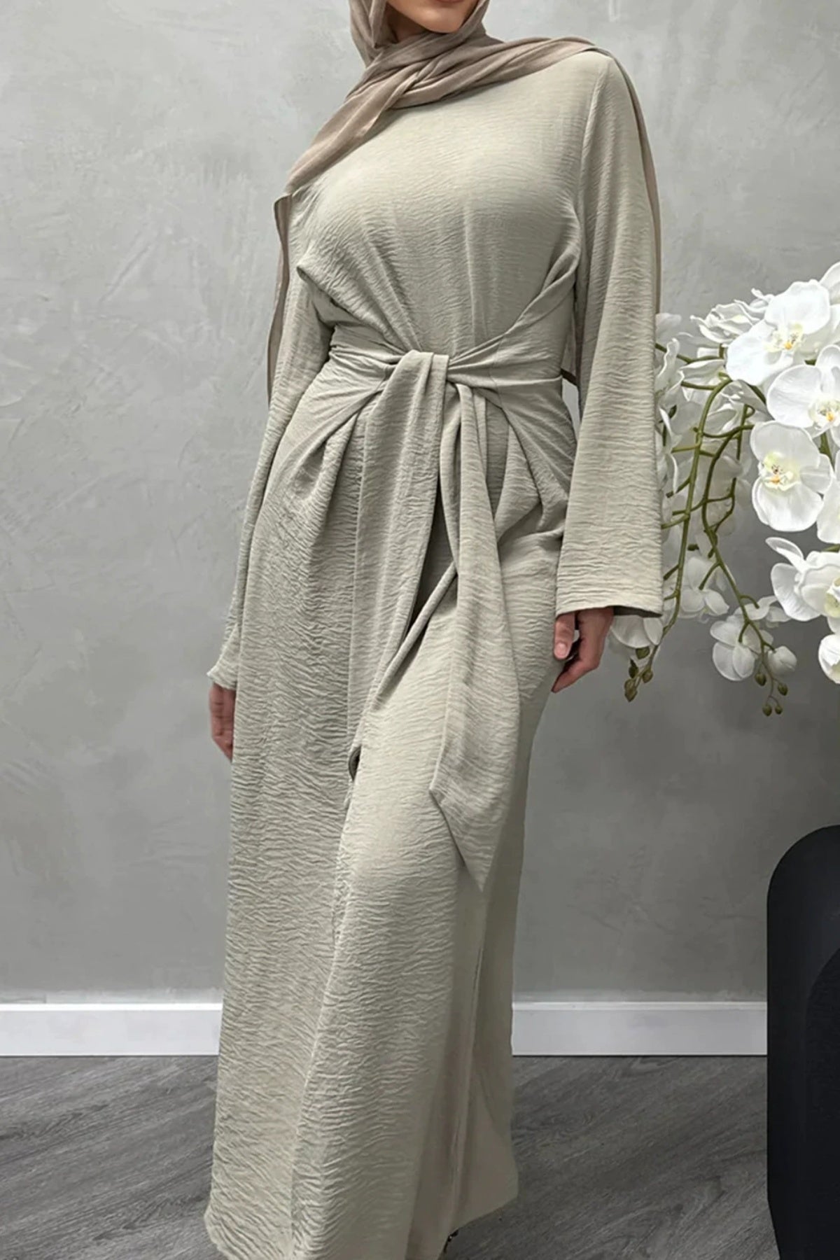 Hanadi Wrap Maxi Dress Abaya 822 - Beige
