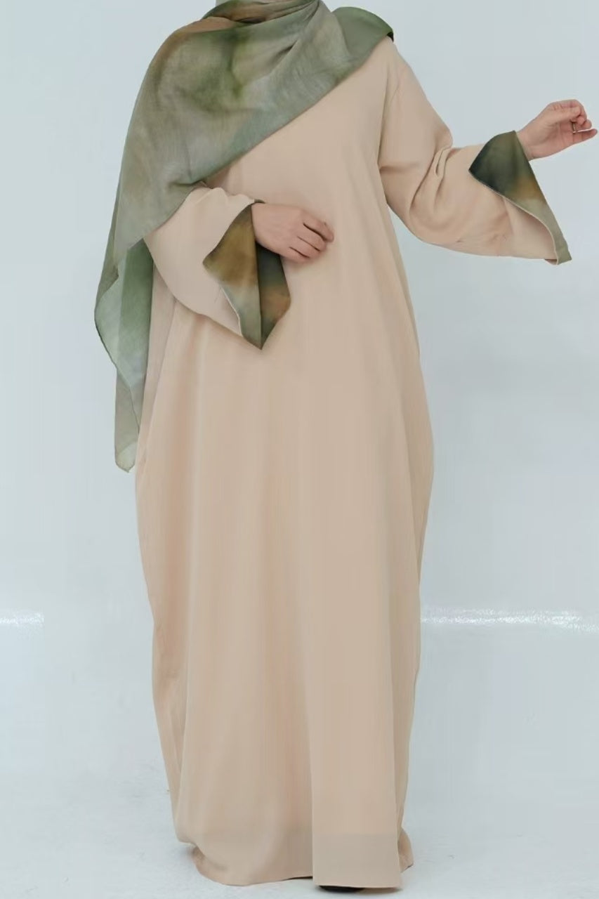 Amira Printed Casual Abaya with Hijab 942 - Khaki