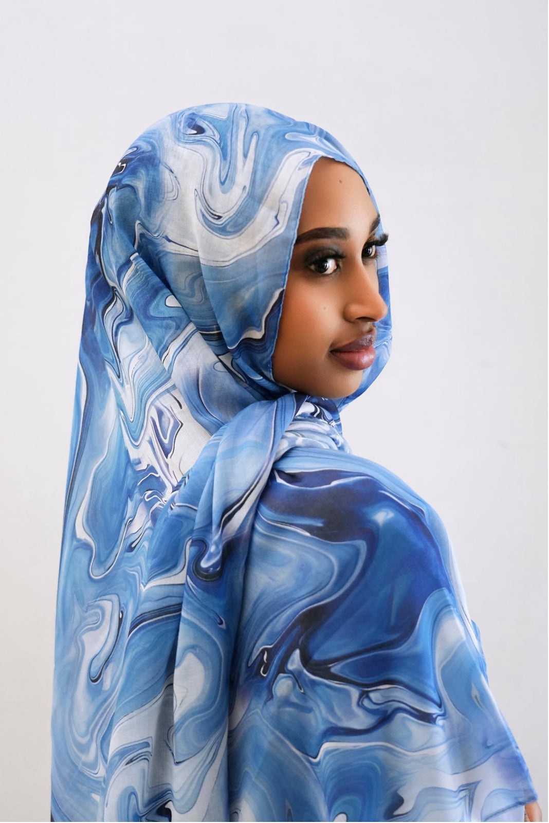 Amira Printed Casual Abaya with Hijab 942 -Blue