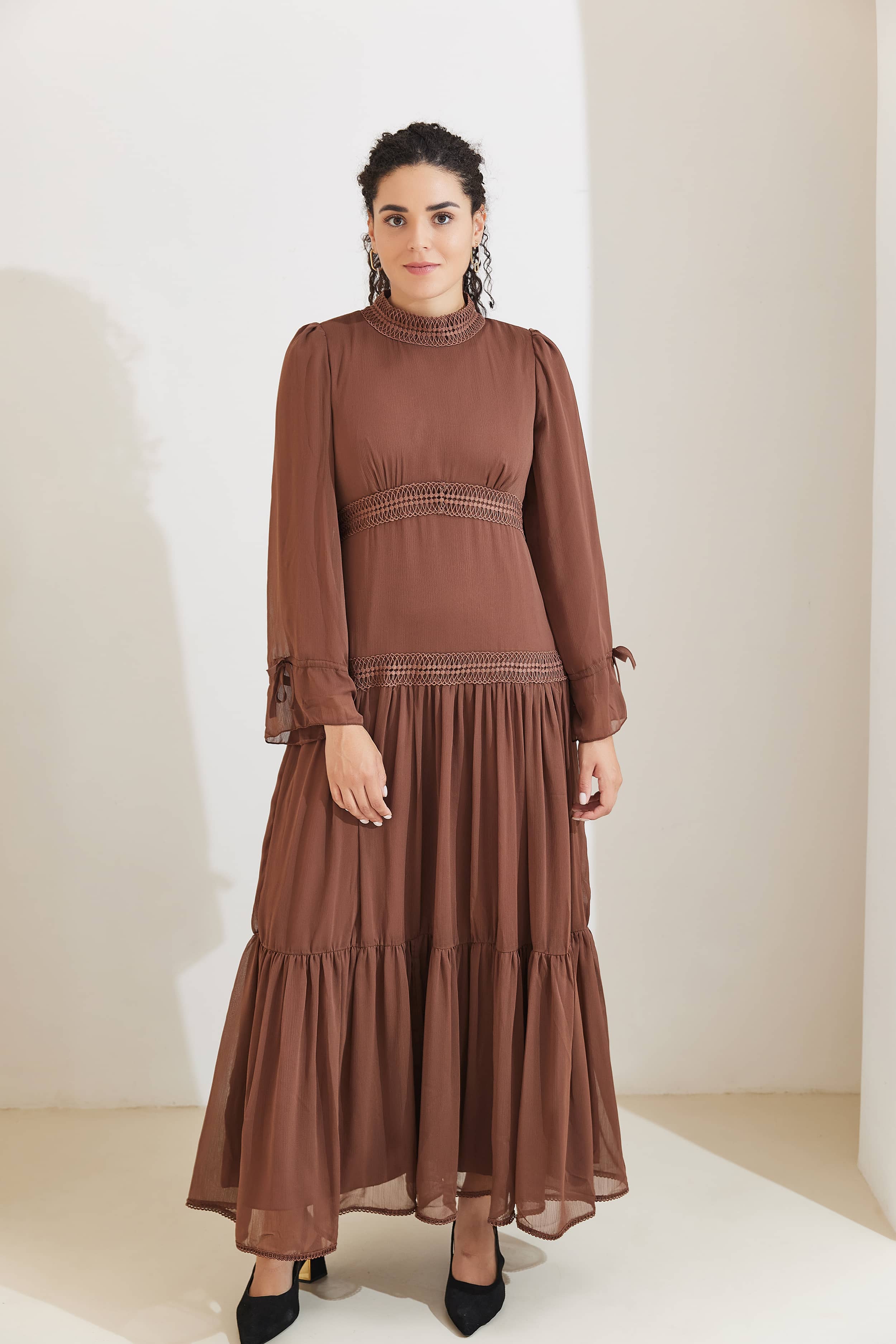 HANI Chiffon Modest Tiered Maxi Dress Abaya - Sienna - Meliza