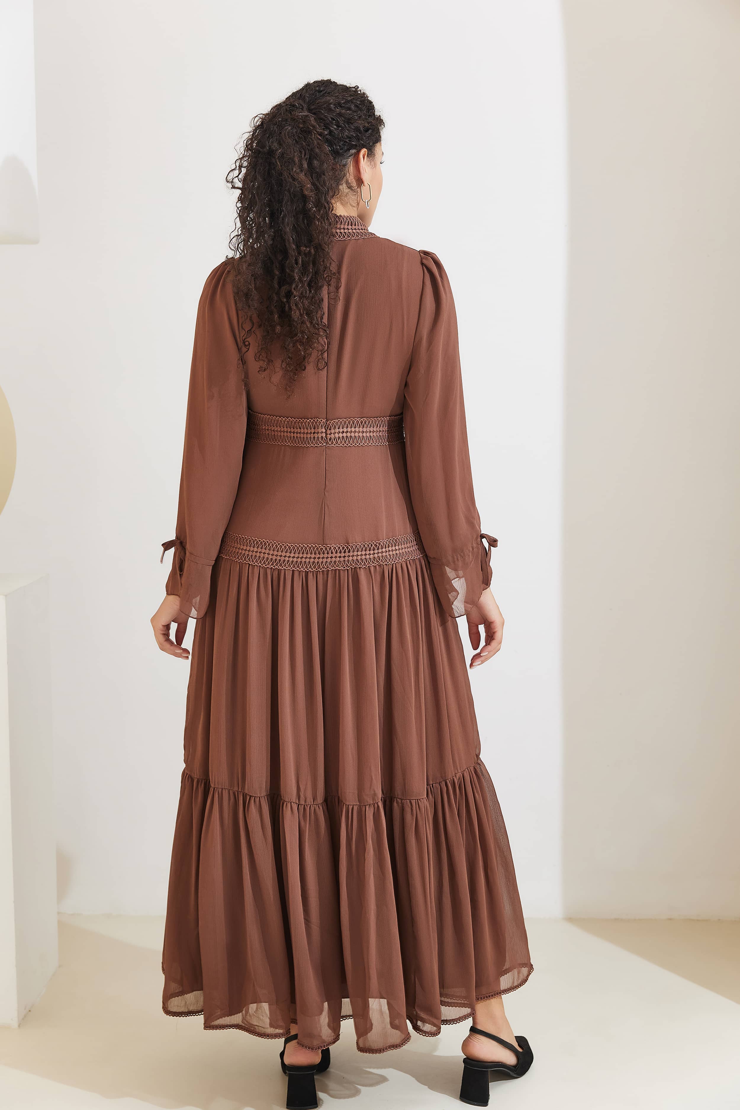 HANI Chiffon Modest Tiered Maxi Dress Abaya - Sienna - Meliza